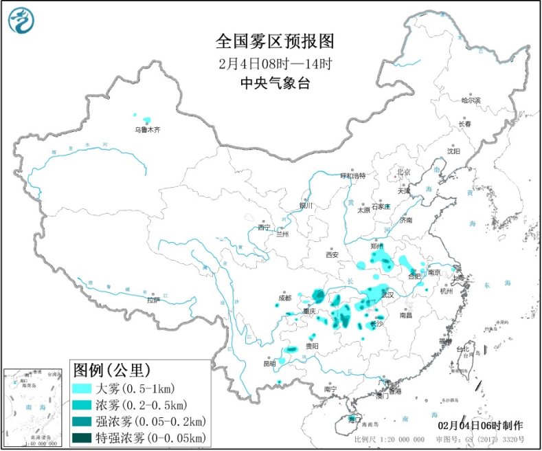 江南华南等地将有较强降水黄淮西部江汉等地有大雾