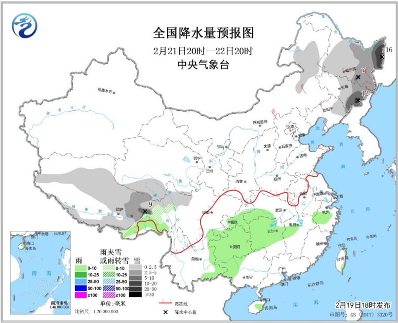 南方部分地区有降雨东北局地有大到暴雪