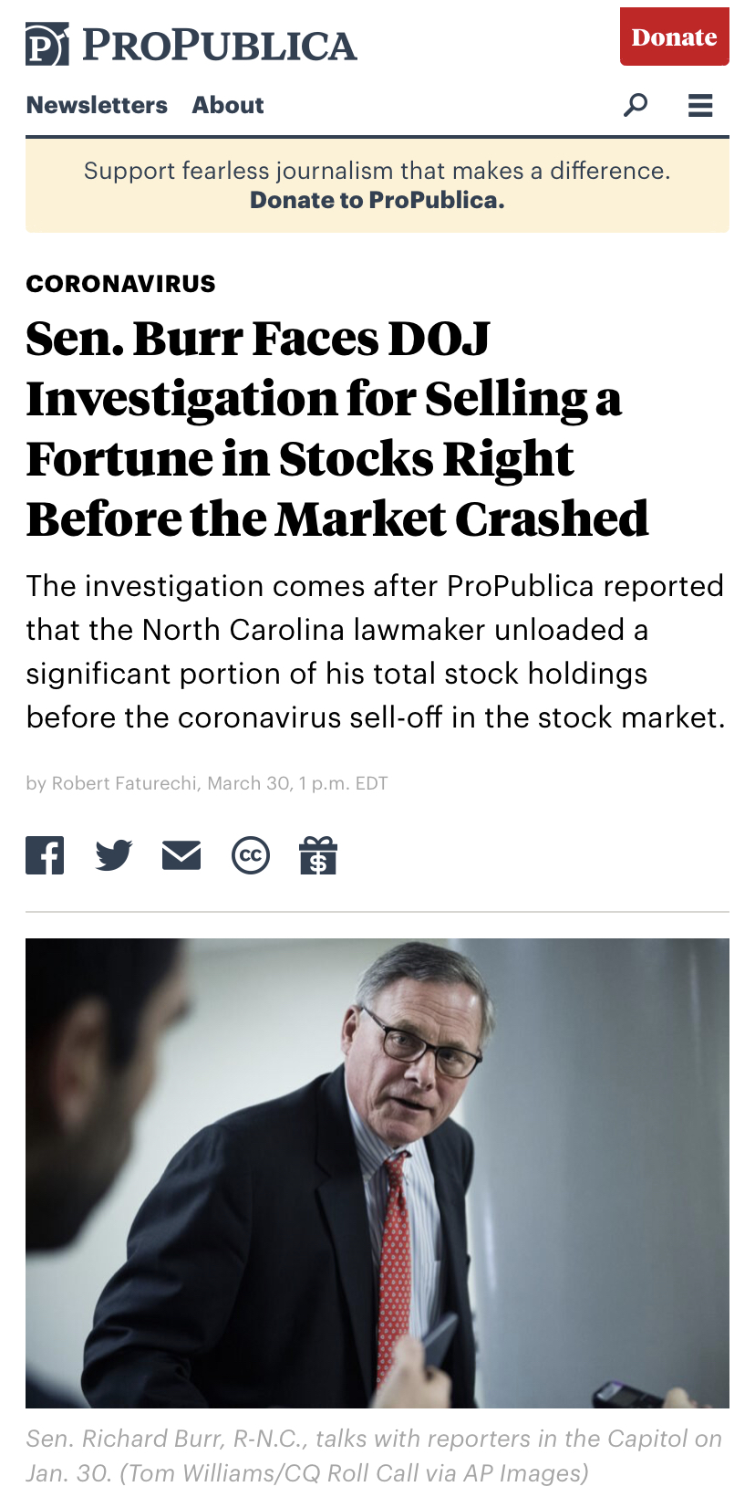 美参议员又曝丑闻 原来抛售股票的故事还没完