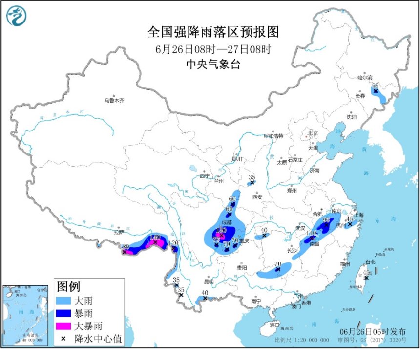 四川广西云南等地有暴雨山东辽宁内蒙古局地有雷暴大风或冰雹