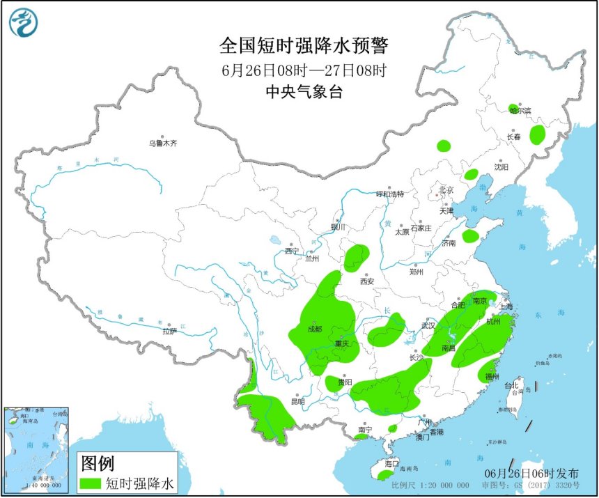 四川广西云南等地有暴雨山东辽宁内蒙古局地有雷暴大风或冰雹