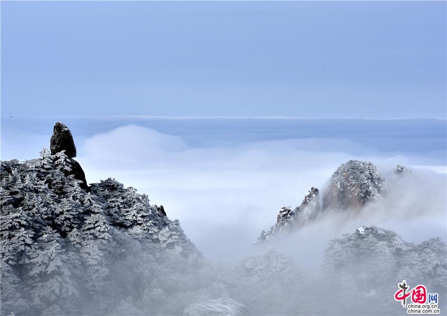 大雪过后的黄山，是一个被冰雪包裹的艺术品
