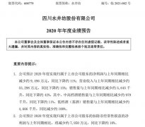 水井坊：2020年净利同比降约11%，销售量同比降约42%