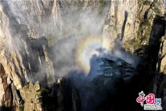 安徽黄山：神奇佛光变幻莫测 与云海相映成辉