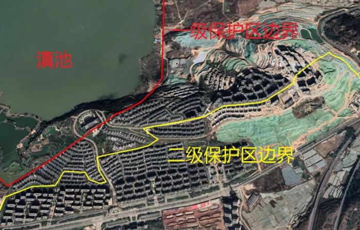 2021年1月卫星地图显示，长腰山90   区域已被开发为房地产项目，长腰山变成了“水泥山” 来源：生态环境部微信公众号