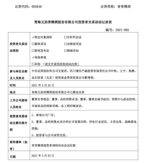 青青稞酒:中酒网目前已实现盈利,公司将坚持酒旅融合战略
