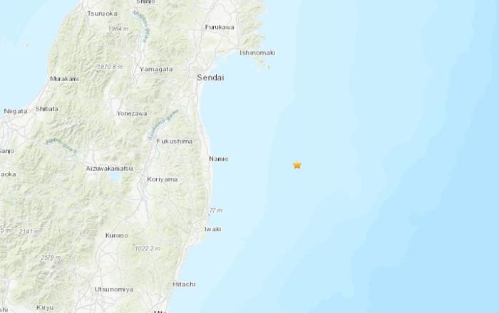  日本东部海域发生5.3级地震。(图片来源：美国地质勘探局网站截图)